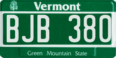 VT license plate BJB380