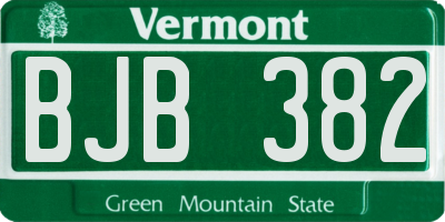 VT license plate BJB382