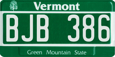 VT license plate BJB386