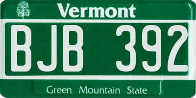 VT license plate BJB392