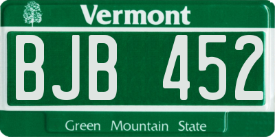 VT license plate BJB452