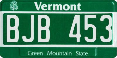 VT license plate BJB453