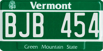 VT license plate BJB454