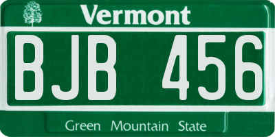 VT license plate BJB456