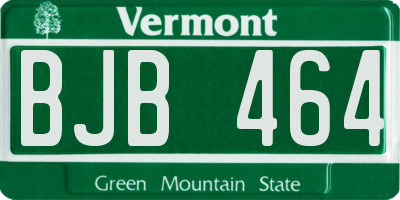 VT license plate BJB464