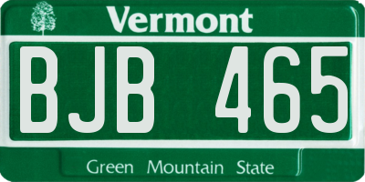 VT license plate BJB465