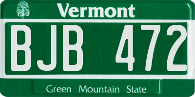 VT license plate BJB472