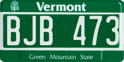 VT license plate BJB473
