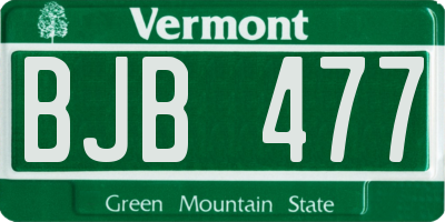 VT license plate BJB477
