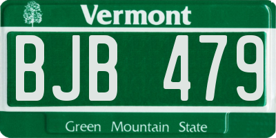 VT license plate BJB479
