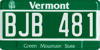 VT license plate BJB481