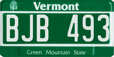 VT license plate BJB493