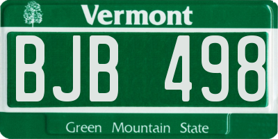 VT license plate BJB498