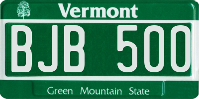 VT license plate BJB500