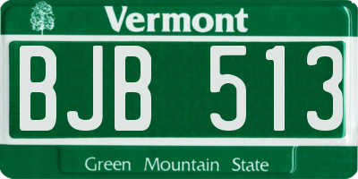 VT license plate BJB513