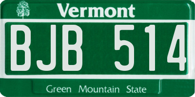 VT license plate BJB514