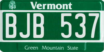 VT license plate BJB537