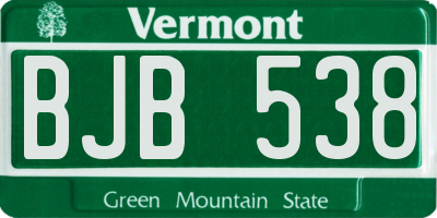 VT license plate BJB538