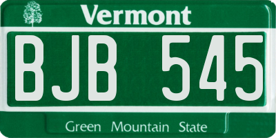 VT license plate BJB545