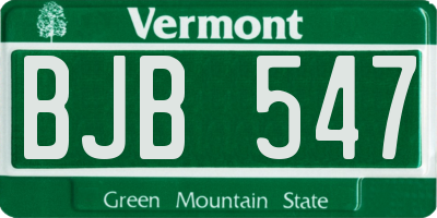 VT license plate BJB547