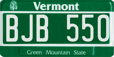 VT license plate BJB550