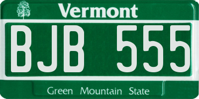 VT license plate BJB555