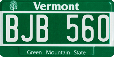 VT license plate BJB560