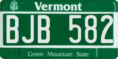 VT license plate BJB582