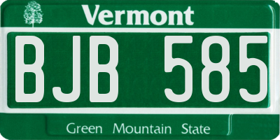 VT license plate BJB585