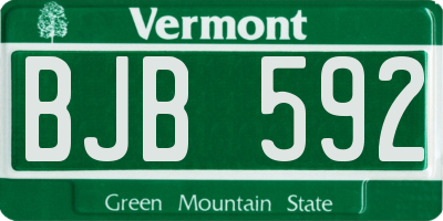 VT license plate BJB592