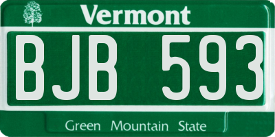 VT license plate BJB593