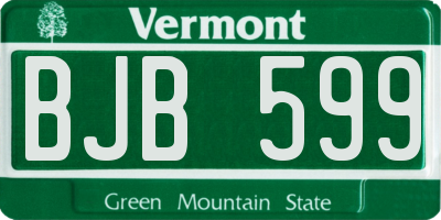 VT license plate BJB599