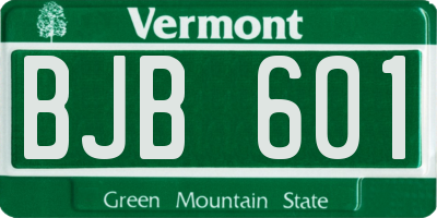 VT license plate BJB601