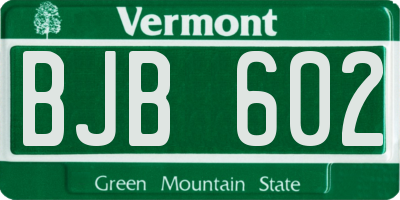 VT license plate BJB602