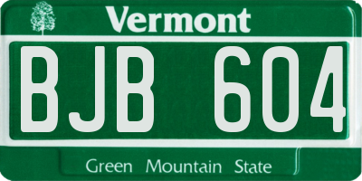 VT license plate BJB604