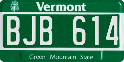 VT license plate BJB614