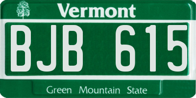 VT license plate BJB615