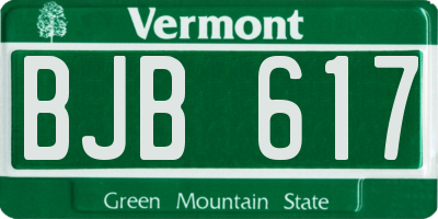 VT license plate BJB617