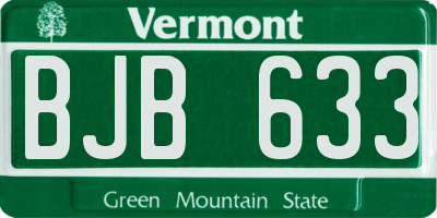 VT license plate BJB633