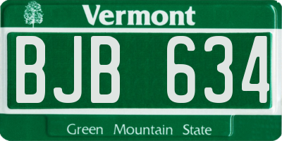 VT license plate BJB634