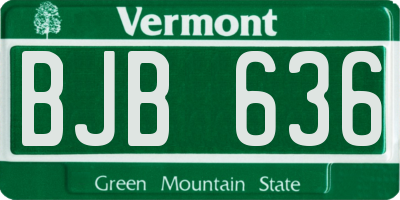 VT license plate BJB636