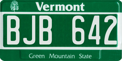 VT license plate BJB642