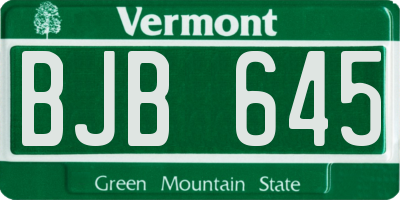 VT license plate BJB645