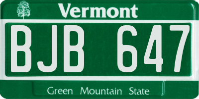 VT license plate BJB647