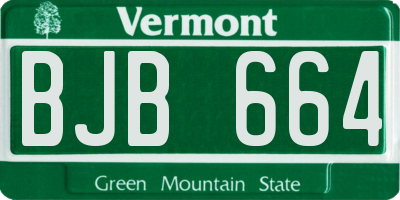 VT license plate BJB664