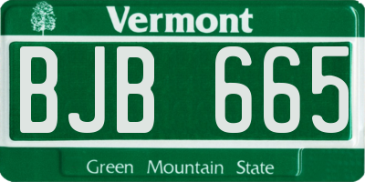 VT license plate BJB665