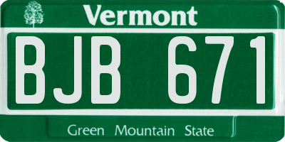 VT license plate BJB671