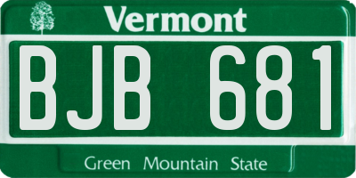 VT license plate BJB681