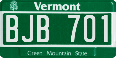 VT license plate BJB701