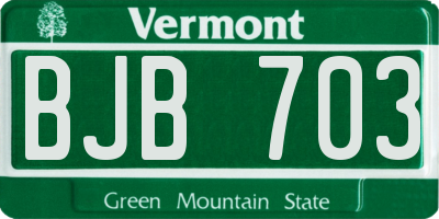 VT license plate BJB703